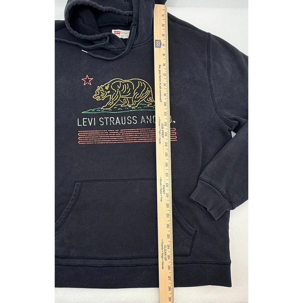 Levi Strauss Hoodie Mens‎ Large Black Bear Graphic Pullover Sweatshirt